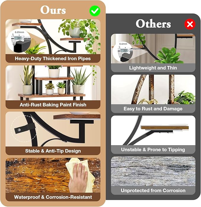 softeen Plant Stand Indoor with 4 Grow Lights & 3 Colors, 8 Tiered Corner Plant Shelf, 63" Tall Plant Stands for Indoor Plants Multiple, Metal Flower Display Shelves Holder for Home(Dark)