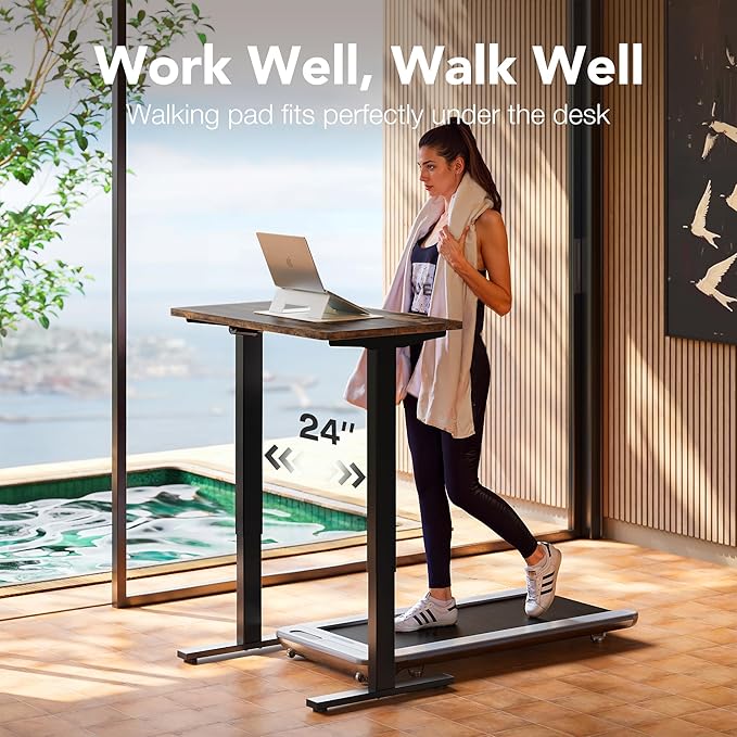 HUANUO Electric Standing Desk, 40 x 24 Inch Height Adjustable Computer Desk with Storage Bag, 4 Height Memory Settings, Sit Stand Up Desk for Home Office, Rustic Brown