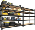 PrimeZone 2 Pack Heavy Duty Storage Shelves - 47"W x 18"D x 71"H 5 Tier Adjustable Garage Storage Shelving, Metal Utility Rack Organizer Shelf Unit for Warehouse Pantry Closet Kitchen Basement, Black