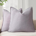 Foindtower Pack of 2, Decorative Linen Soild Throw Pillow Covers Soft Accent Euro Cushion Case Boho Farmhouse Neutral Pillowcase for Couch Sofa Bedroom Living Room Home Decor 24 x 24 Inch Light Purple