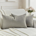 FUTEI Smoke Gray Chenille Decorative Throw Pillow Covers 12x20 Inch Set of 2,Soft Cozy Faux Linen Textured Lumbar Pillow Cases,Farmhouse Home Decor for Couch Living Room
