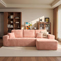 ovios 104" Cloud Boneless Couch with L-Shape Chaise,Modern Sectional Modular Sofa with Deep Seat, Upholstered Couches for Living Room Bedroom,No Assembly Required, Pink (Plush Corduroy Fabric)