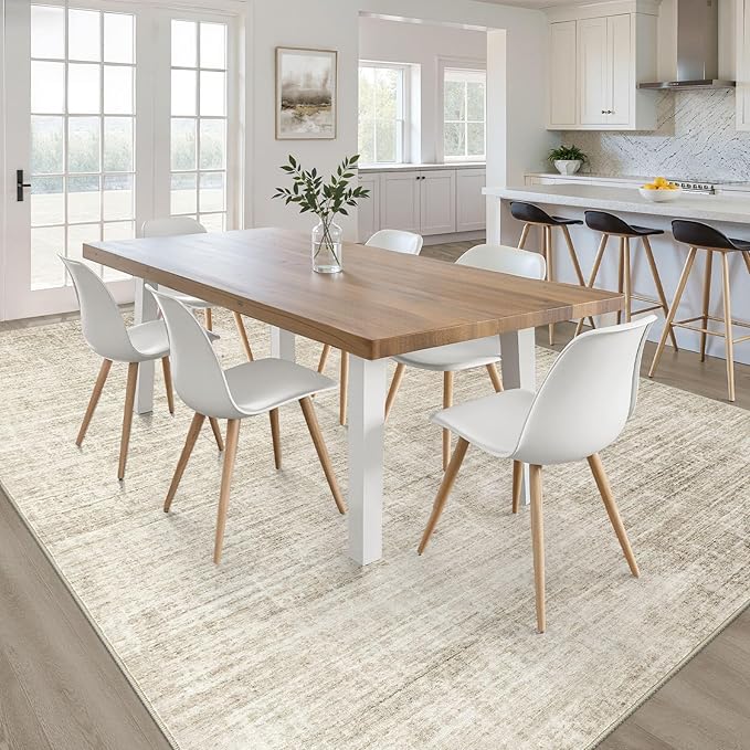 12x15 Area Rug Living Room: Washable Large Neutral Beige Rugs Abstract Soft Modern Stain Resistant Indoor Floor Non-Slip Carpet for Bedroom Nursery Kids Office Playroom Dining Room Under Table Home