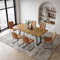 ZckyCine Extendable Dining Table Set 47"-63", Rustic Wood Table with 6 PU Leather Chairs, Modern Scandinavian Dining Room Furniture for Kitchen Apartment