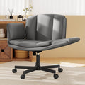 HeroSet Criss Cross Chair with Wheels & Armrests,Comfy Wide Vanity Chair,Scratch-Resistant Pu Leather Cross Legged Desk Chair,Height Adjustable Computer Office Desk Chairs for Home,Makeup,Bedroom