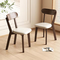 Dining Chairs Set of 2 Mid-Century Modern Oak Upholstered Leather Scandinavian Solid Wood Kitchen & Dining Room Chairs with Curved Backrest Sillas de Comedor for Dining Table(Walnut/Beige)