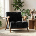 Modern Accent Chair for Living Room Bedroom,Comfy Chenille Reading Chair with Wood Frame,Oversized Upholstered Lounge Armchair with Thick High-Elastic Sponge for Apartment & Waiting Room (Black,1)