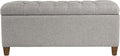 Homepop Home Decor Tufted Ainsley Button Storage Ottoman Bench with Hinged Lid Ottoman Bench with Storage for Living Room & Bedroom, Gray Fabric