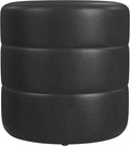 HomePop Upholstered Faux Leather Round Ottoman (No Lid, Seat Only) | HomePop Home Décor | Round Pouf Foot Rest – Black Faux Leather