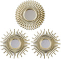 BONNYCO Gold Mirrors for Wall Pack of 3, Round Wall Mirrors Bedroom Room and Home Decor. Espejos Decorativos de Pared Sala Dormitorio, Modern Minimalist Decor Vintage, Chic. Gifts for Women Mums