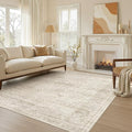 Nakagishi 5x7 Area Rugs Living Room: Washable Large Vintage Rug Neutral Non-Slip Soft Stain Resistant Indoor Carpet for Bedroom Nursery Dining Room Office Playroom - Beige Gray