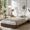 Twin XL Solid Wood Platform Bed with Sturdy Wooden Slats, Floor-Standing Bed Frame, Modern Minimalist Design Space-Saving Bed Frame, No Box Spring Needed, Space Saver, Easy Assembly, Walnut Wood