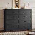 BORNOON 8-Drawer Dresser for Bedroom, Modern Wooden Chest of Drawers with Metal Handles, Anti-Tipping Design, Sturdy and Stable Storage Organizer for Living Room, Entryway, Home Office, Standard