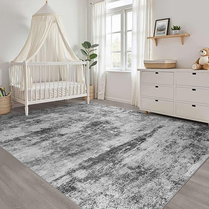7X9 Area Rug Living Room: Washable Large Abstract Neutral Modern Soft Rugs Stain Resistant Indoor Floor Non-Slip Accent Carpet for Bedroom Nursery Playroom Dining Room Office Dorm Home House Decor
