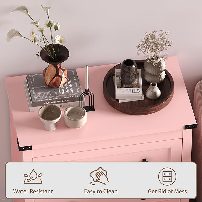 BORNOON 3-Drawer Dresser, Small Wooden Chest of Drawers with Metal Knobs, Water-Resistant Top, Storage Organizer with Anti-Tip Kit for Bedroom, Nursery, Living Room