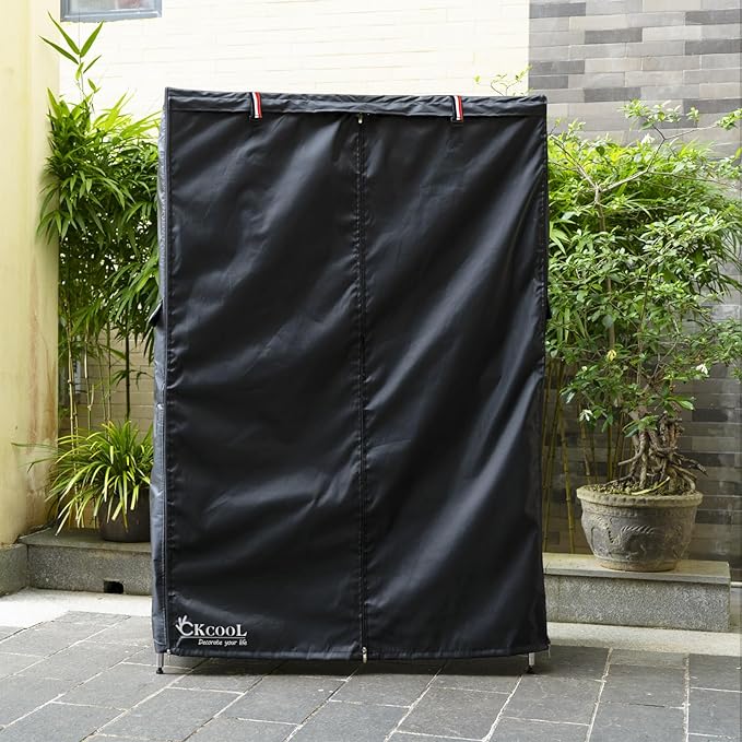 okcool Waterproof Shelf Cover,600D Heavy Duty Wire Shelving Unit Cover,Shelf Display Rack Protector Cover with Zipper,One Side See Through Panel.(Black,Fits 48" Wx18 Dx72 H Shelves)