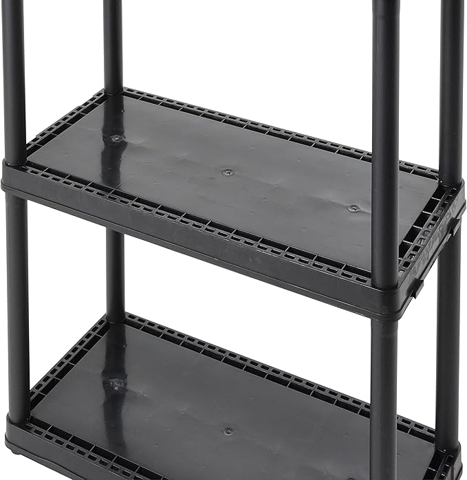 Gracious Living 3 Shelf Fixed Height Light Duty Storage Unit 12 x 24 x 33 Organizer System for Home, Garage, Basement, & Laundry, Black (3 Pack)