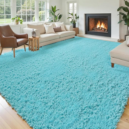 8x10 Area Rugs for Living Room Bedroom, Large Area Rug Shaggy Carpet Soft Plush Furry Bedside Rug, Rugs for Home Decor (Teal Blue, 8 x 10)