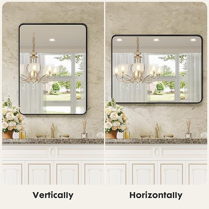 Sweetcrispy 22x30 Inch Black Bathroom Mirrors for Wall, Bathroom Mirrors for Over Sink, Rectangle Wall Decor for Entryway, Bedroom, Vanity