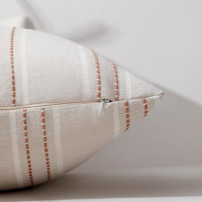 Hckot Throw Pillow Covers 24x24 Set of 2 Camel Pillow Covers Farmhouse Decorative Pillows Textured Linen Square Cushion Covers for Sofa Couch Bed Living Room Decor(Camel)