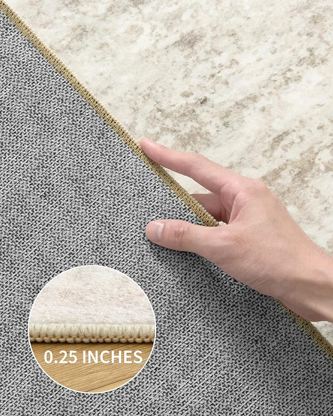 Art&Tuft Washable Rugs 8x10, Anti-Slip Backing Abstract 8x10 Area Rugs for Living Room, Foldable Stain Resistant Machine Washable Area Rug(8'x10', Beige)