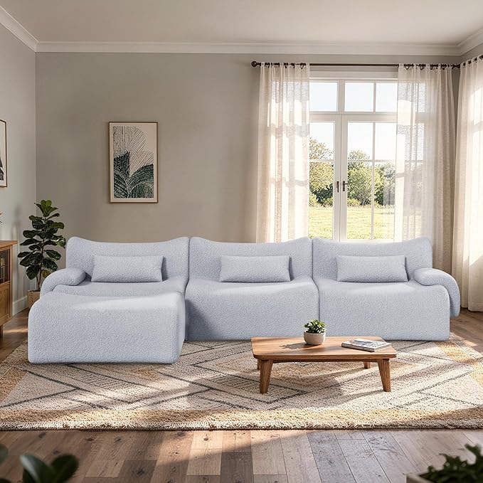 Cloud Couch Sectional, L Shaped Boneless Couches for Living Room - Oversized Modular Sofa with Deep Seats, Modern Couches with Movable Ottoman,Dark Gray