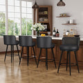 HONIFUR Bar Stools Set of 4, 27 Inch Barstools with Sturdy Legs, Leather Farmhouse Counter Height Bar Stool for Kitchen, Dining, Bar (Swivel, Black, Leather)