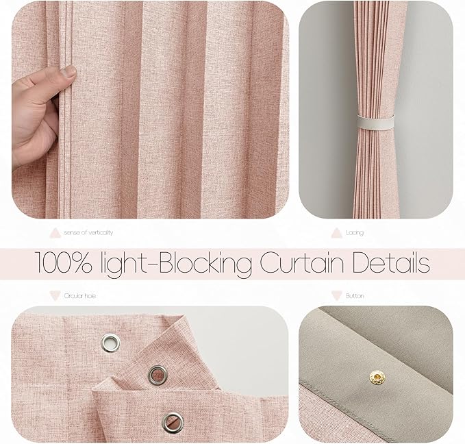 Jilron 100% Blackout Fabric Folding Door Curtain with Magnetic Closure - Accordion Style for Sliding Doors, Closets,Wardrobe and Temporary Door Solutions Doorway Curtains（W42 x L78, Pink，1 Panel）
