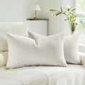HAUSSY Natural White Wood Throw Pillow Covers 12x20 Inch Set of 2,Boho Decorative Faux Linen Lumber Throw Pillows Cozy Farmhouse Accent Cushion Covers,Home Decor for Couch Sofa Bed Living Room