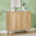 Bifins 31.5” Fluted Sideboard Buffet Cabinet with Storage,Mid Century Modern Small Wood Storage Cabinet with Arched Profile for Dining Room Kitchen Living Room (Natural 1pc)
