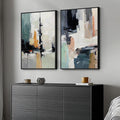 Large Framed Colorful Abstract Wall Art, Set of 2 Modern Canvas Prints Paintings Artwork for Walls, Bright Blue Green Multicolor Pictures for Living Room Hallway Dining Bedroom Wall Decor 20x30 In