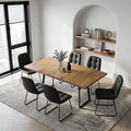 ZckyCine Extendable Dining Table Set for 6, 47" to 63" Expandable Kitchen Table with 6 Upholstered Chairs, Modern Rectangular Wood Dining Room Table Set with Metal Legs for Kitchen Apartment