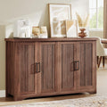 Memobarco Fluted Buffet Cabinet with Storage Accent Sideboard,Modern Credenza with 4 Doors & Adjustable Shelves,Wood Coffee Bar Table Console for Dining Room Kitchen Living Room Entryway, Walnut