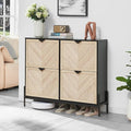 Shoe Cabinet Storage with 4 Flip Drawers, Narrow Hidden Shoes Organizer Cabinet for Entryway, Freestanding Slim Shoe Rack Front Door Entrance(Oak&Black)