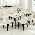 GarveeHome Wooden Dining Chairs Set of 6, Upholstered Kitchen Dining Room Chairs with Padded Seat and Wood Legs, Modern Fabric Side Dinner Chair for Kitchen, Dining Room, Restaurant, Cafe