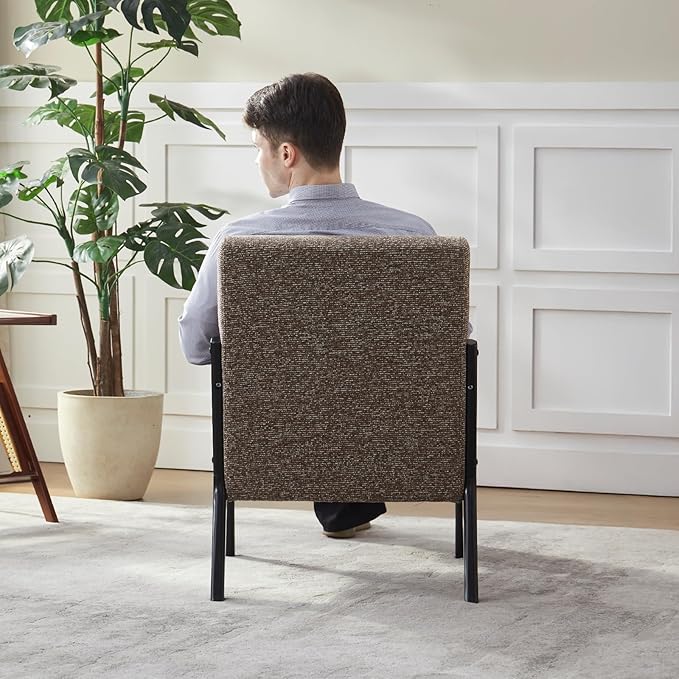 Achicsofar Accent Chair Mid Century Modern Armchair with Lumbar Support Pillow Wood Legs PU Leather Upholstered Lounge Chairs Comfy High Back Cushion for Living Room Bedroom