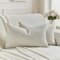 FUTEI Natural Wood Chenille Decorative Throw Pillow Covers 12x20 Inch Set of 2,Soft Cozy Faux Linen Textured Lumbar Pillow Cases,Farmhouse Home Decor for Couch Living Room