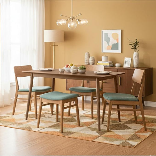 Alaterre Furniture Calais Dining – Mid Century Modern 59-Inch Rectangular Dining Table for 4 – Solid Wood Kitchen and Dining Room Table with Minimalist Design (Warm Pecan Finish)