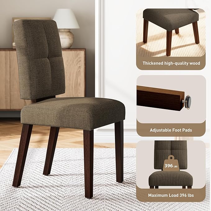 HOMRELEXA Wooden Dining Chairs Set of 6, Dining Room Chairs with Wood Legs, Cloud-Like Cushion & Reinforcement Structure Design for Kitchen/Living Room/Restaurant, Easy Assembly