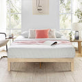 Mellow Naturalista Classic 12 Inch Solid Wood Platform Bed with Wooden Slats, Queen, White Wash