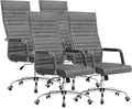 Furmax Ergonomic Office Desk Chair, Executive Ribbed Mid-Back PU Leather Conference Room Chair Adjustable Swivel Chair with Arms (4, Bicolor Vintage Grey)