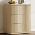 SICOTAS Modern Sideboard Buffet Cabinet, Fluted Credenza Storage Cabinet with 3 Larger Drawers, Mid Century Media Console Coffee Bar Table for Dining Room Hallway Kitchen, Coastal Oak