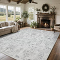 Srugn Washable Rugs 8x10 Area Rugs for Living Room,Bedroom,Dining Room- Large Ultra Soft Faux Wool Retro Carpet,Non Slip&Non-Shedding Low Pile Vintage Rug for Home Office Dorm Playroom-Tree Gray