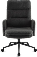 IWMH Swivel Office Desk Chair, High-Back Armchair with Wheels, Height Adjustable Home Office Chair with Armrests,Upholstered Computer Task Chair, Leisure Armchair Cashmere (Dark Grey)