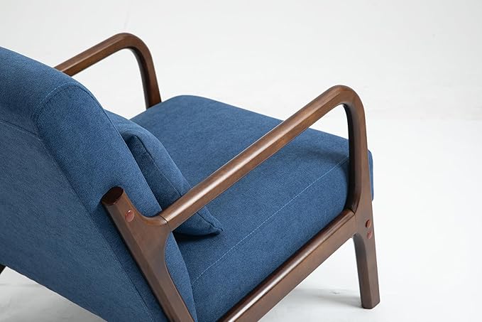 KEIKI Mid Century Modern Accent Chair, Modern Armchair with Sleek Wood Frame, Comes with Comfort Waist Pillow, Boho Decor