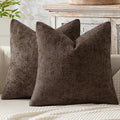 MIULEE Pack of 2 Couch Throw Pillow Covers 20x20 Inch Neutral Dark Brown Boho Accent Decorative Pillow Covers Soft Chenille Farmhouse Cushion Covers for Home Decor Bed Sofa Living Room