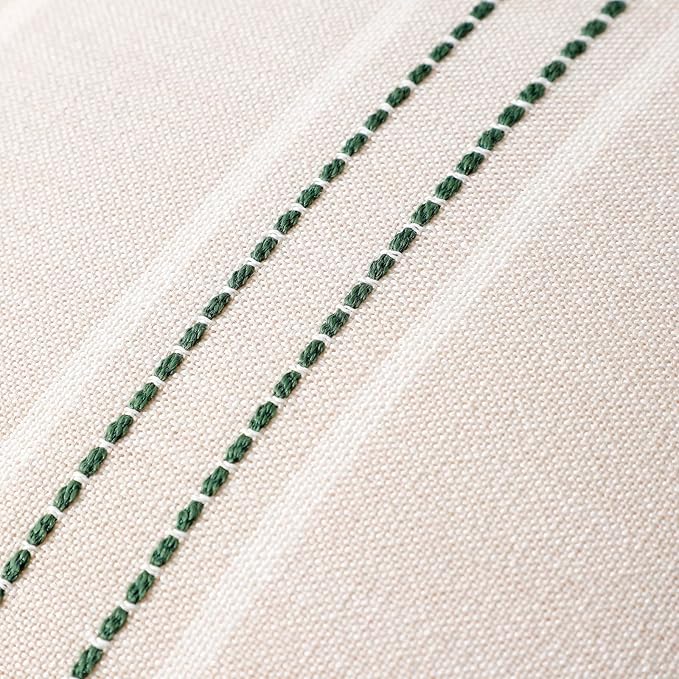 Hckot Spring Throw Pillow Covers 18x18 Set of 2 Green Pillow Covers Farmhouse Decorative Pillows Textured Linen Square Cushion Covers for Sofa Couch Bed Living Room Decor(Dark Green)