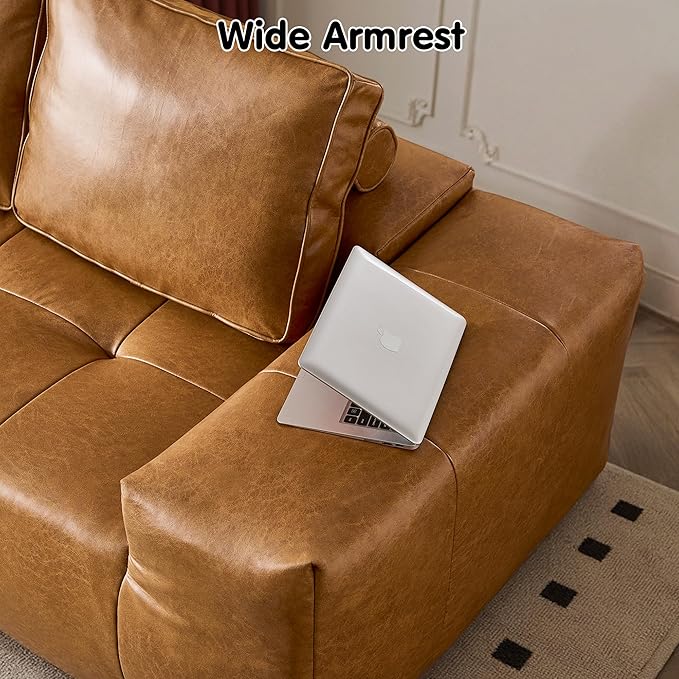ovios 106" Cloud Boneless Couch with L-Shape Chaise,Modern Sectional Modular Sofa with Deep Seat, Upholstered Couches for Living Room Bedroom,No Assembly Required, Brown