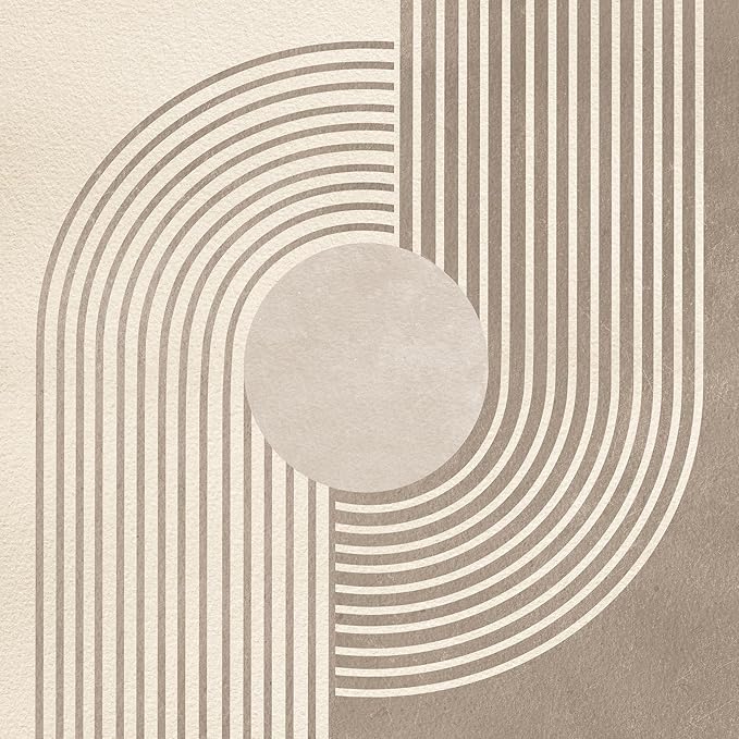Framed Boho Neutral Abstract Wall Art for Living Room, Large 3 Piece Mid Century Modern Painting Prints, Minimalist Geometric Canvas Artworks for Dining Room Hallway Office Wall Decor, 24x36 In