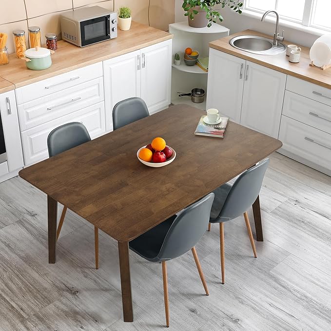 Acacia Verve 48" Solid Wood Dining Table for 4, Rectangular Acacia Wood Kitchen Table, Modern Farmhouse Style, Rustic Natural Finish, Dining Room Furniture, Seats 4 Comfortably (Verve, Walnut)